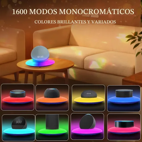 Vista 4 de Dream Color - Base de altavoz con luz LED, soporte de escritorio, compatible con Echo Dot (5ª generación), Echo Spot, HomePod Mini, Echo Dot