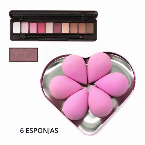 Vista 6 de Juego de 6 esponjas de maquillaje – Esponja suave de belleza para base, crema y polvo (rosa claro)