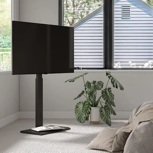 Vista 8 de FITUEYES - Soporte universal de suelo para TV con base de hierro, montaje giratorio para televisores LED, LCD, OLED, plasma, de pantalla plana