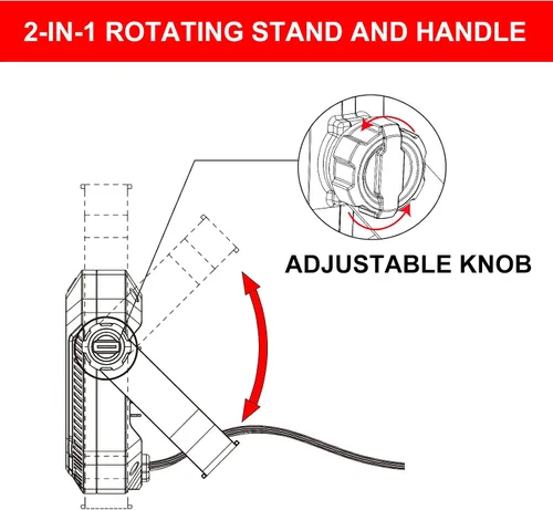 Vista 4 de CRAFTSMAN Luz de trabajo portátil inclinable LED de 1100 lúmenes 4000K en rojo con soporte giratorio de metal ajustable 2 en 1 y asa, lente