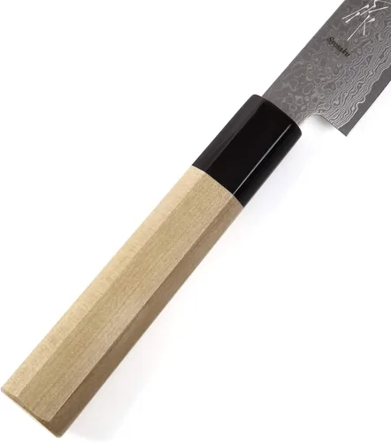 Vista 3 de Cuchillo japonés Damasco ZA18 mango de madera octogonal de magnolia de 69 capas, 6 pulgadas (5.906 in)