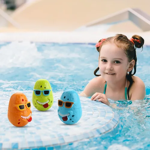 Vista 5 de Juego de 3 juguetes de buceo en la piscina para niños, divertidos huevos de payaso para buceo, juguetes de piscina para niños, perfectos para niños