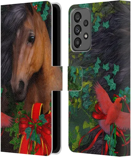 Vista 382 de Head Case Designs Officially Licensed Laurie Prindle A Morgan Christmas Western Stallion Leather Wallet Case Compatible with Samsung Galaxy A07 4G