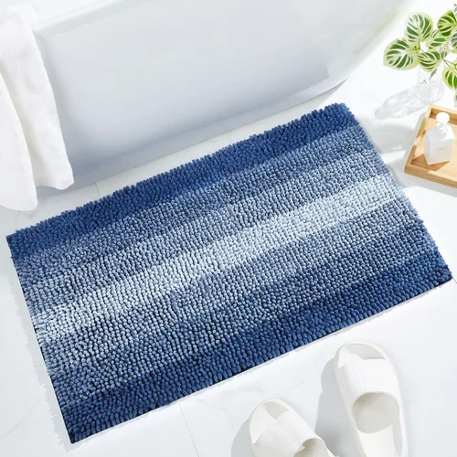 Vista 21 de Gibelle Alfombras de baño negras, alfombra de baño de chenilla de lujo, alfombra pequeña antideslizante para ducha y alfombras de piso para baño