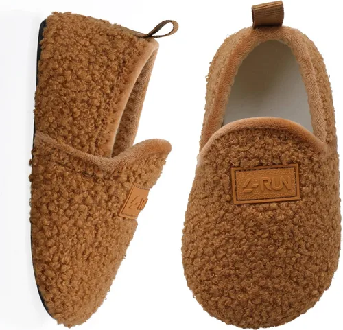 Vista 3 de L-RUN - Pantuflas de casa para niños pequeños y niñas, para interiores, calcetines calientes para niños