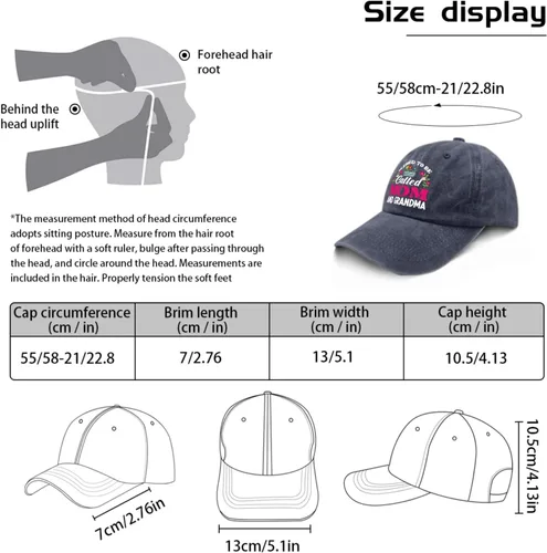 Vista 3 de devor Gorra de béisbol Blessed to be Called Mom and Grandma Gorra de béisbol, gorra gráfica para mujer