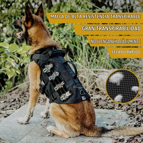 Vista 3 de OneTigris - Arnés táctico para perros pequeños, chaleco de perro pequeño sin tirones con asas, transpirable, arnés militar con sistema MOLLE, arnés