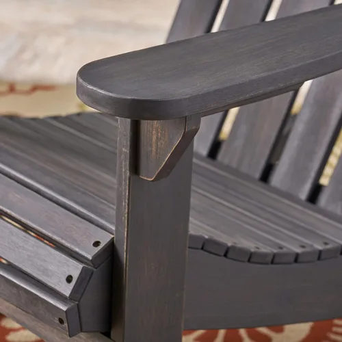 Vista 8 de Christopher Knight Home Cara Adirondack - Silla mecedora de madera de acacia para exteriores, acabado gris oscuro