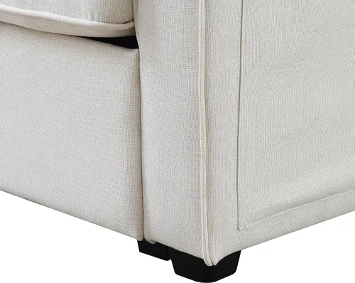Vista 7 de LUMISOL Moderno sofá de 4 plazas, cómodo sofá modular tapizado con bolsillos para reposabrazos y 4 almohadas, sofá de estilo minimalista para sala