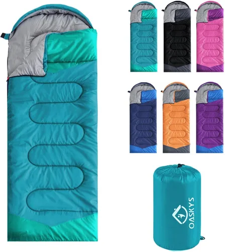 Vista 25 de oaskys Camping Sleeping Bag - 3 Season Warm & Cool Weather - Summer Spring Fall Lightweight Waterproof for Adults Kids - Camping Essentials Gear