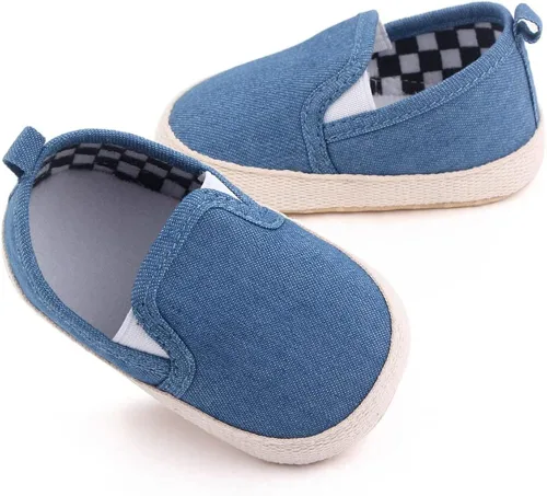 Vista 2 de Clowora Unsex - Zapatos de lona para niños y niñas, para recién nacidos, antideslizantes, suela suave, para cuna, zapatos casuales para bebés de 3 a