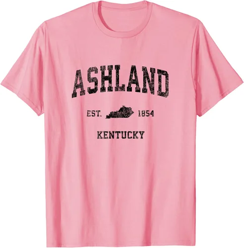 Vista 88 de Ashland Kentucky KY Vintage Sports Design Camiseta de impresión negra Asfalto
