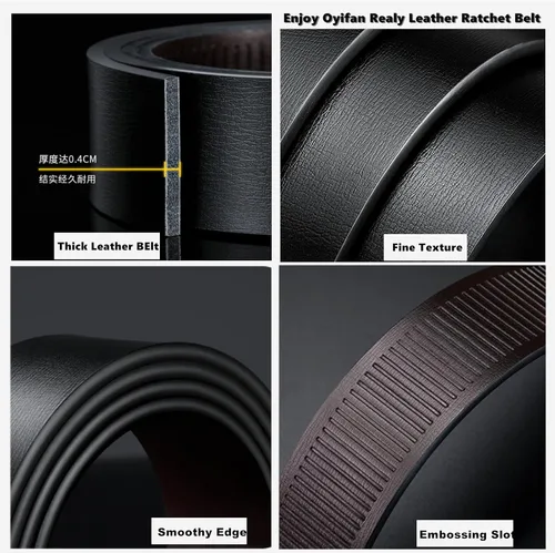 Vista 6 de Oyifan Cinturón negro para hombre cinturón de diseñador de cuero genuino para hombre cinturón de moda para hombre cinturón casual para hombre