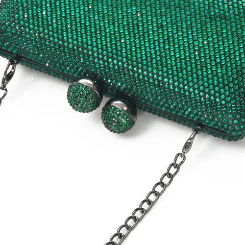 Vista 5 de Bolso de noche con diamantes de imitación completos para mujer, dije de cumpleaños, compromiso, boda, fiesta