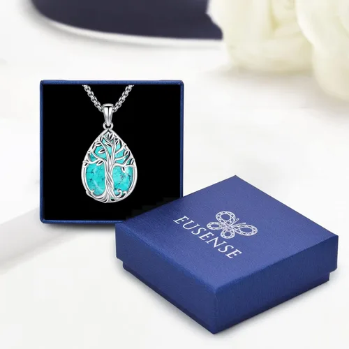 Vista 21 de Joyas de turquesa para mujeres y hombres de plata de ley 925 con colgante de urna para cenizas, collar con medallón de imagen, martillo de Thor