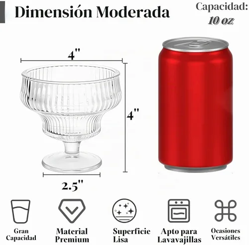 Vista 2 de ZAVOOS Paquete de 6 cuencos de vidrio para helado, tazas de postre vintage