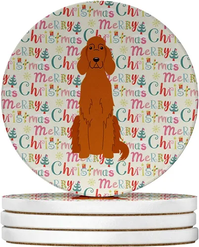 Vista 130 de Abyssinian Sand Terrier Merry Christmas - Posavasos grandes de piedra arenisca (4 unidades)