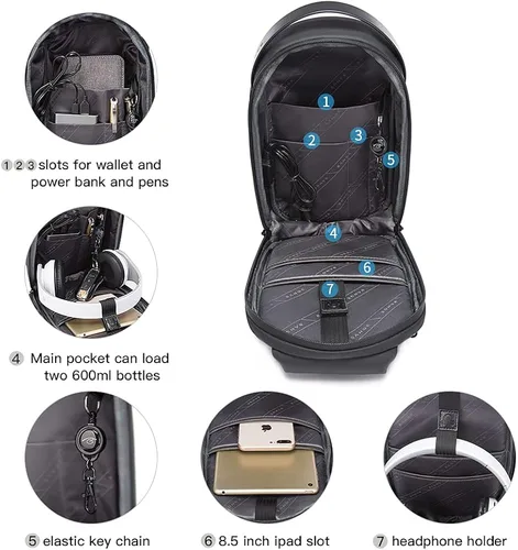 Vista 4 de BANGE Bolso bandolera impermeable para senderismo y viajes, mochila cruzada de protección segura