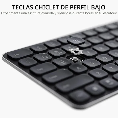 Vista 4 de Rapoo 9010M Combo de teclado y mouse multidispositivo, juego de teclado y mouse inalámbrico 2.4GHz/Bluetooth 5.0/4.0 para Windows/Mac/Linux/Chrome
