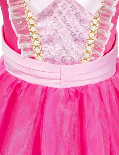 Vista 6 de Vestido de princesa rosa para niñas, vestido de belleza durmiente con accesorios Sleeping Beauty Costume for Birthday, Halloween, Trick or Trea