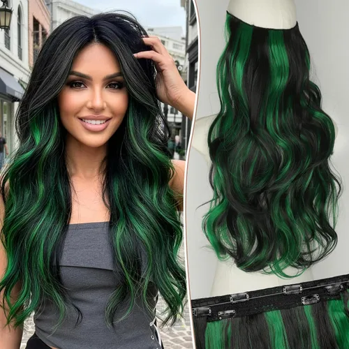 Vista 61 de KooKaStyle Extensiones de Cabello con Alambre Invisible, Largas, Lacias, en Capas, Sintéticas con Alambre Transparente, Tamaño Ajustable, 6 Clips