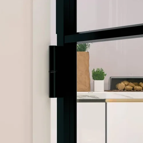 Vista 6 de vidaXL Puerta Interior Negro 29.9"x79.3" Vidrio Templado y Aluminio Delgado