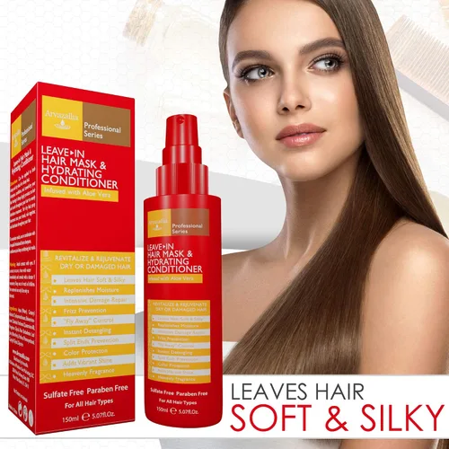 Vista 2 de Arvazallia Mascarilla capilar sin enjuague y acondicionador hidratante en aerosol para cabello seco o dañado, acondicionador e hidratante de grado
