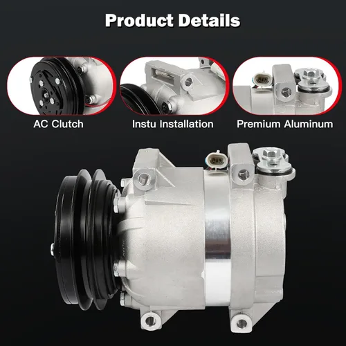 Vista 3 de CCIYU Compresor de CA con embrague 1999-2002 para Daewoo Lanos 1.5L Compresor de aire acondicionado para 96274629