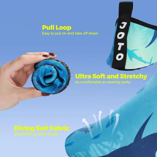 Vista 4 de JOTO Zapatos de agua para mujeres y hombres, calcetines acuáticos transpirables de secado rápido, suela de goma antideslizante flexible, ligeros