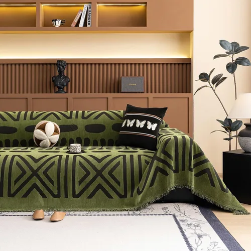 Vista 11 de VClife funda boho de sofá de felpilla para sofá seccional, funda antideslizante para sofá de 2 plazas, protector para mascotas con borlas, funda