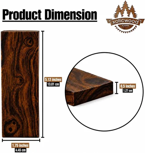 Vista 2 de IECAP LLC Desert Ironwood - Básculas de mango de cuchillo – Bookmatching 1 par – Materiales de mango de cuchillo de madera exótica en blanco