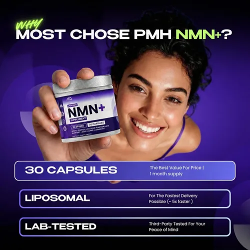 Vista 2 de Suplemento NMN con NAD+ y resveratrol con quercertina de rutina y catequinas - alternativa NMNH Suplementos liposomales NAD para hombres y mujeres