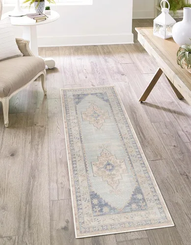 Vista 24 de Unique Loom Whitney Collection - Alfombra rectangular de 2 pies 2 pulgadas x 3 pies 1 pulgadas, color azul francés/beige)