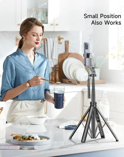 Vista 4 de Trípode selfie stick de 70 pulgadas, trípode para selfie con control remoto, trípode para teléfono Android, iPhone, cámara
