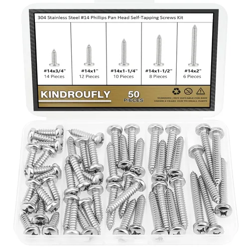 Vista 12 de 212 Piezas #4 x 3/8" 1/2" 5/8" 3/4" 1" Tornillos autorroscantes de cabeza avellanada Phillips, Juego de surtido de tornillos para madera, acero