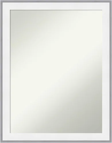 Vista 63 de Amanti Art Espejo de baño plateado para sobre el fregadero, espejo cuadrado de níquel cepillado de 30 x 30 pulgadas, marco moderno grande, se cuelga
