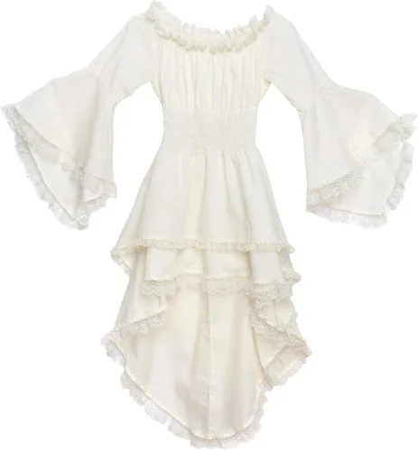 Vista 2 de Vestido de doncella pirata, blanco, talla estándar, 1 pieza