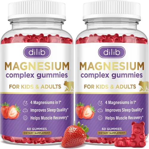 Vista 15 de Gomitas de complejo de magnesio para niños y adultos, glicinato de magnesio, taurato, citrato, suplemento de malato, ayuda a aliviar el estrés