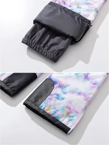 Vista 6 de Pursky Pantalones de nieve para niños, baberos de esquí de invierno para niña, con aislamiento, impermeables, pantalones de nieve de forro polar
