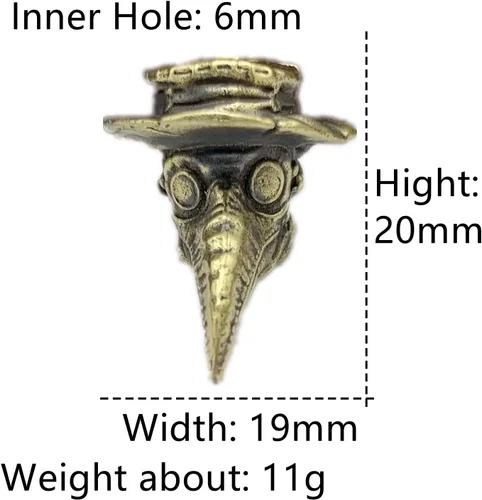 Vista 7 de Retro latón Plague Doctor edc perlas llavero DIY accesorios cuentas de paracord