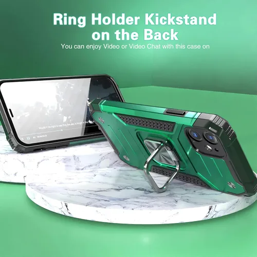 Vista 4 de Funda delgada para iPhone 11 con protector de pantalla, absorción de golpes, resistente a prueba de caídas, con soporte de montaje en automóvil