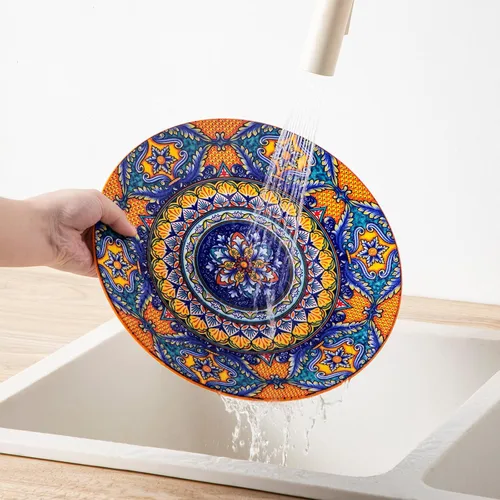 Vista 7 de vancasso 24-Piece Dinnerware Sets,Plates & Bowls Sets Service for 6, Bohemian Porcelain Dishes Set for 6, Kitchen Dinner Set,Microwave & Dishwasher