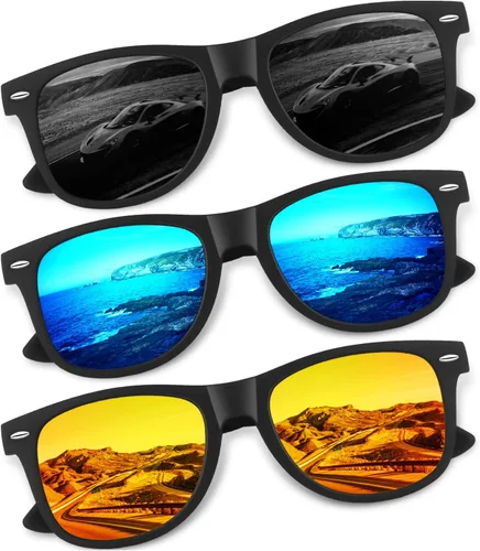 Vista 11 de CGID Gafas de sol polarizadas retro para hombres y mujeres, ligeras, negras, UV400, conducción, pesca, golf A00 Negro Gris