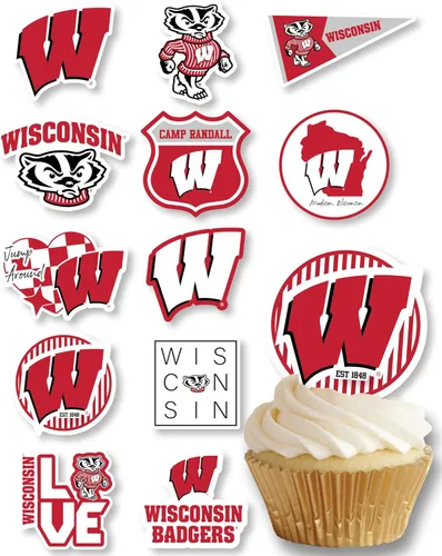 Vista 35 de Decoraciones para cupcakes de la Universidad de Alabama, suministros para fiestas de fútbol americano, cumpleaños, graduación (24 piezas)