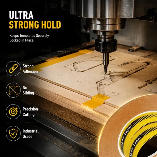 Vista 2 de LLPT Cinta de carpintería de doble cara, paquete de 2 unidades, 1/2 pulgada x 36 yardas cada una, cinta adhesiva fuerte extraíble CNC