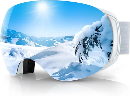 Vista 17 de findway Gafas de esquí OTG para mujeres, hombres, adultos, jóvenes - Sobre gafas, gafas de nieve - Lente intercambiable, gafas de snowboard antivaho