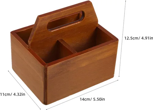 Vista 2 de SEWACC Vintage Wood Tea Bag Holder Box, 3 Compartment Organizer for Table