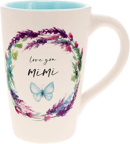 Vista 6 de Pabellón - Taza de 17 onzas para abuela, taza de café con patrón floral, taza de café de mariposas, ideas de cocina para primavera y verano, taza