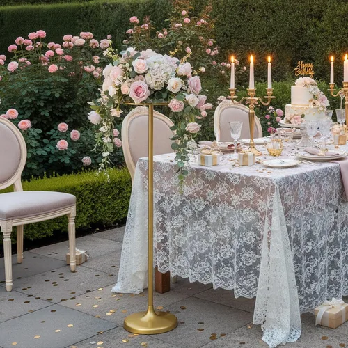 Vista 6 de 4pcs soporte de flores de boda de metal dorado, centros de mesa de 39.4
