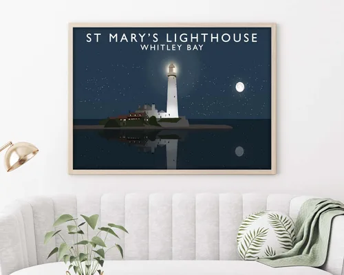 Vista 2 de Impresión de Whitley Bay, póster de viaje del faro de Santa María, póster de Whitley Bay, foto de Whitley Bay, colgante de pared de Whitley Bay